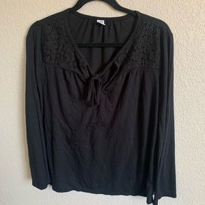 Black boho long sleeve top